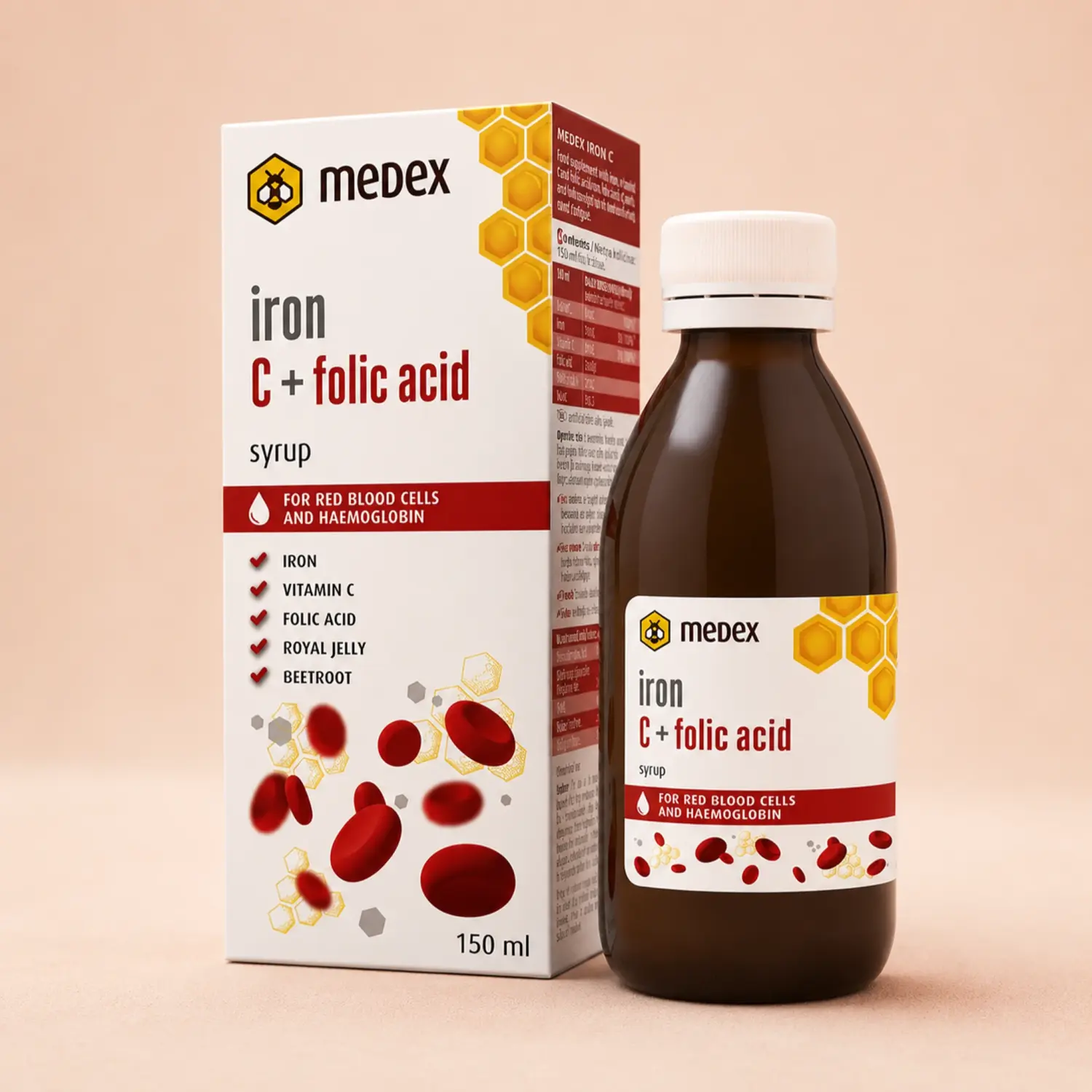 Medex Төмөр+С витамин+фолийн хүчилтэй сироп 150мл /Iron C + Folic acid syrup/