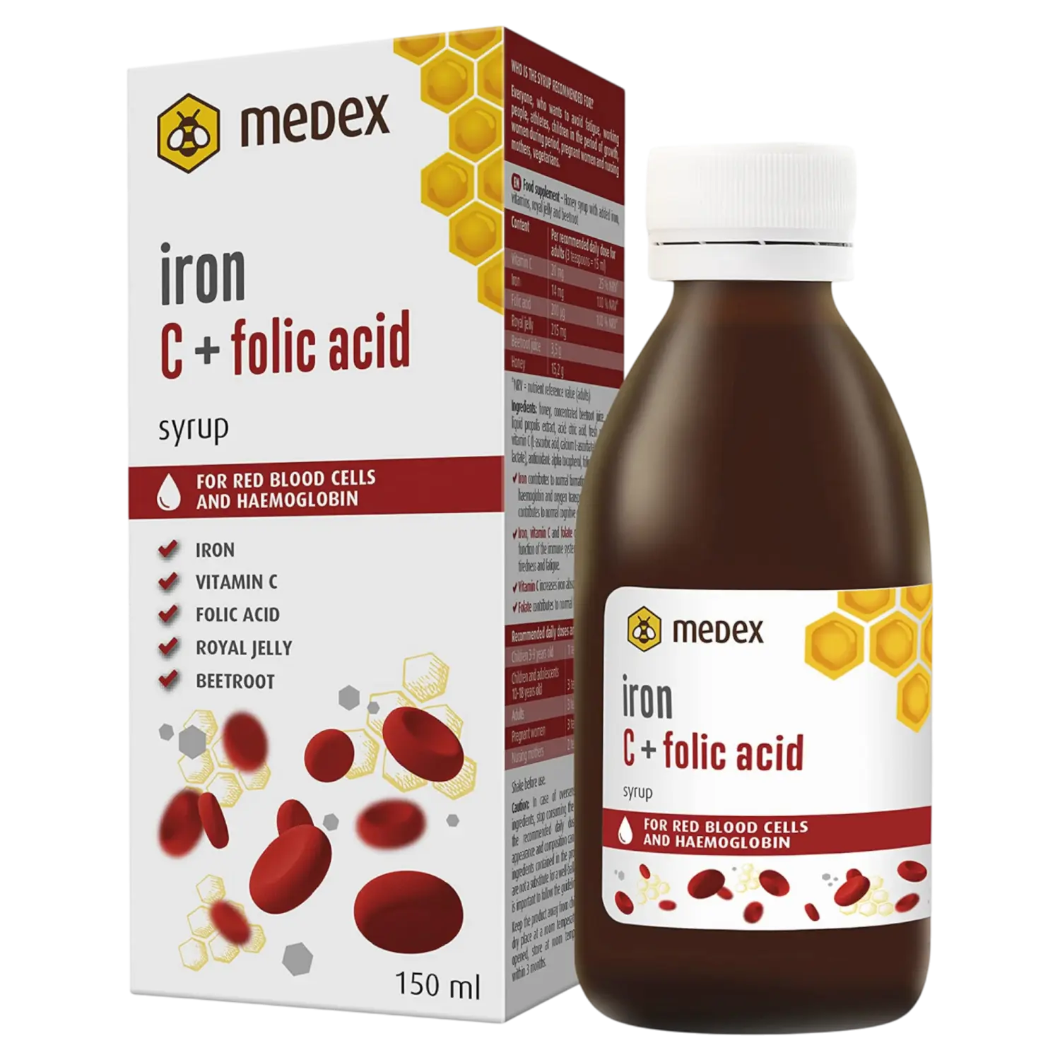 Medex Төмөр+С витамин+фолийн хүчилтэй сироп 150мл /Iron C + Folic acid syrup/