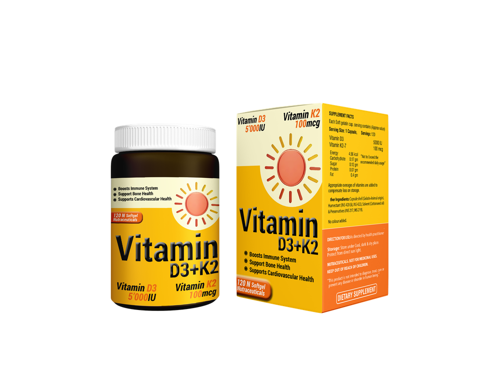 Витамин Д3 5000ОУН/K2-7 100мкг №120 капсул DMP HEALTHCARE Ltd